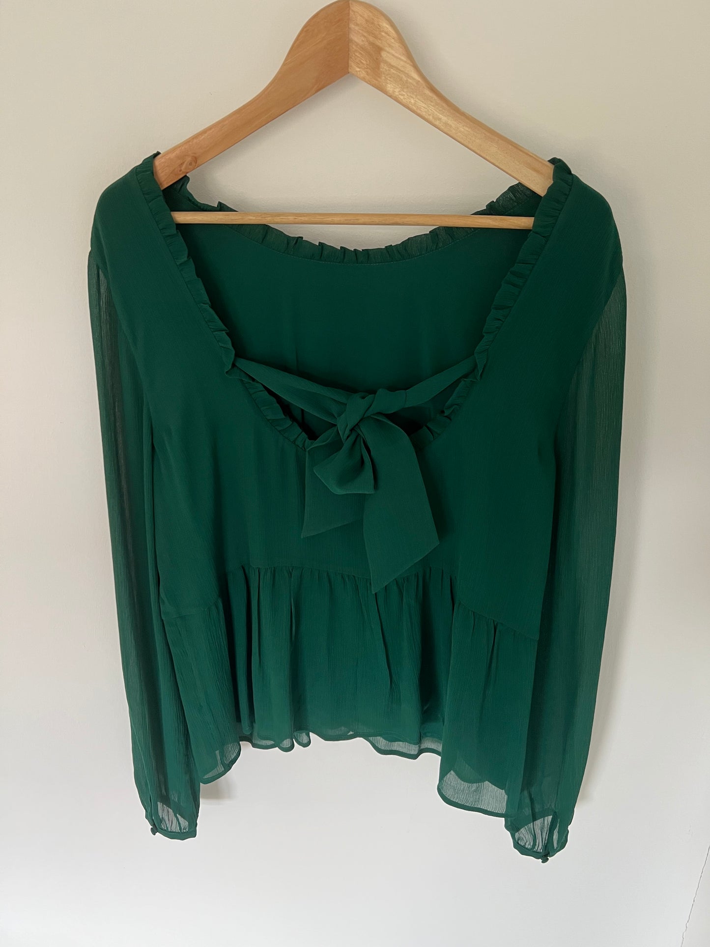 Sezane silk blouse, emerald green