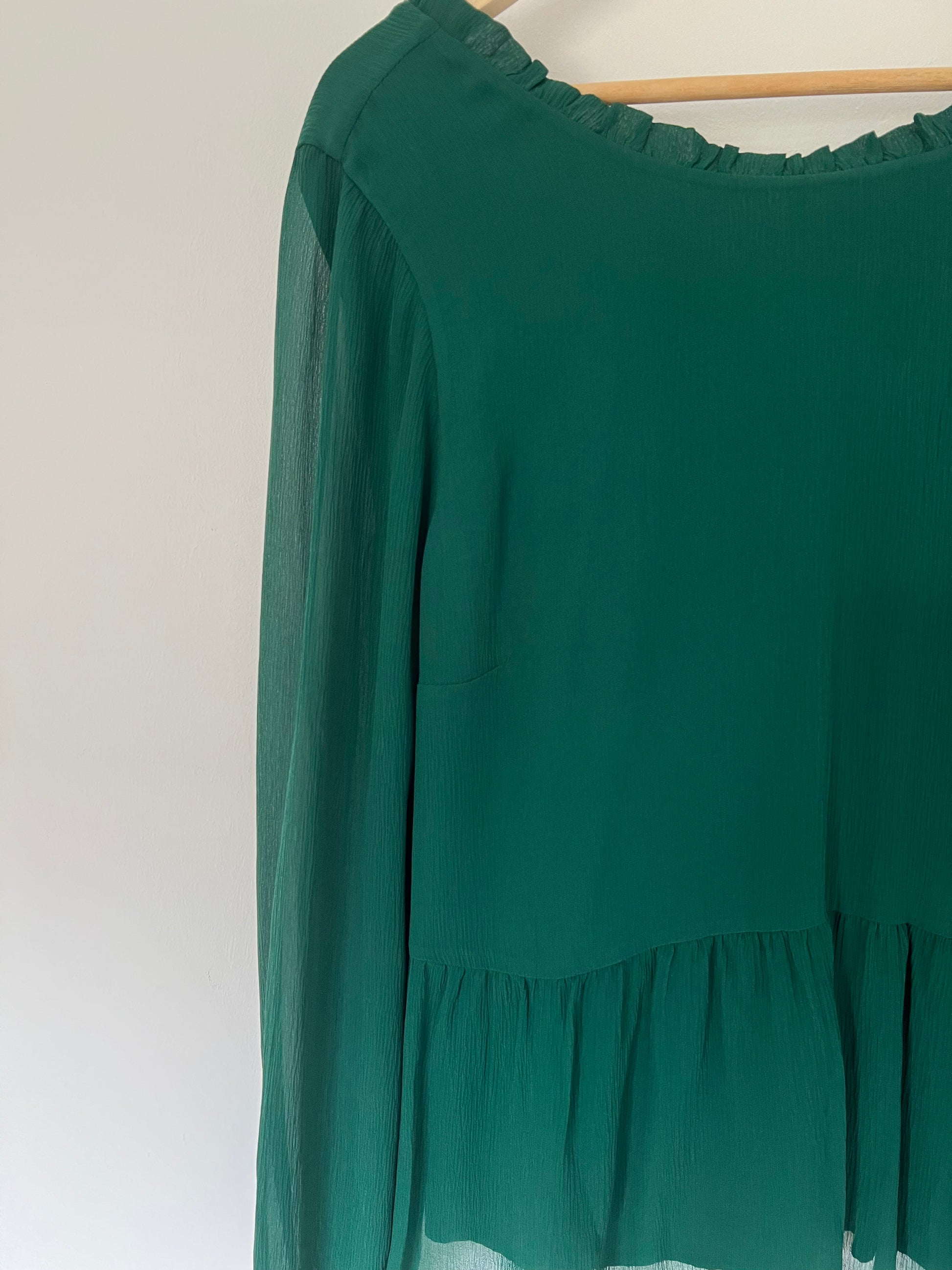 Blouse en soie Sezane, verte, ancienne collection Sezane, seconde main, top en soie