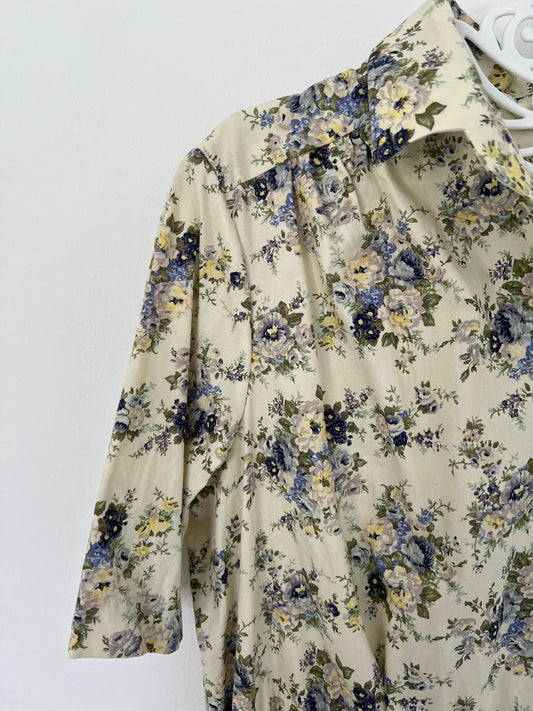 Soft Cream Floral Cotton Dress