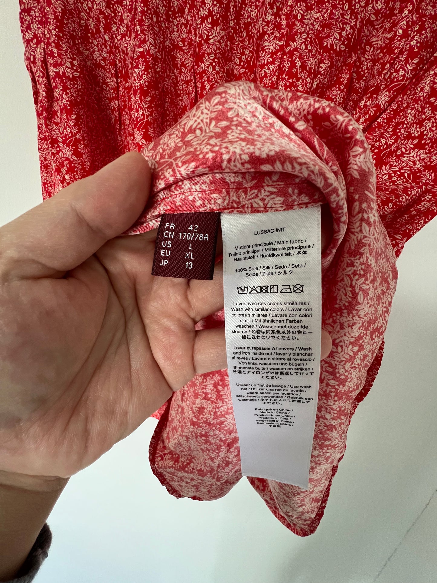 Comptoir Des Cotonniers Red Silk Skirt