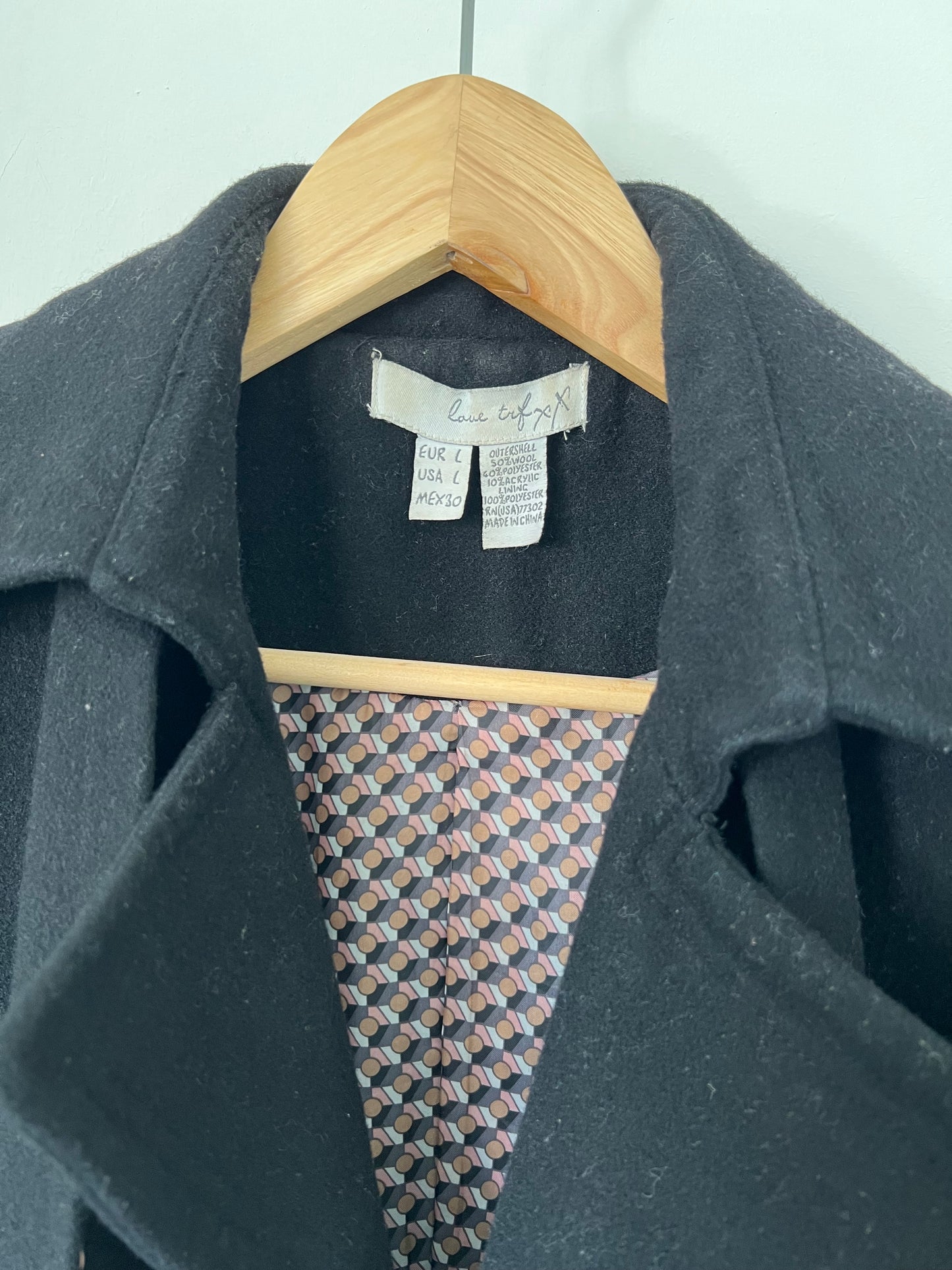 Black Vintage Zara Wool Trench Coat