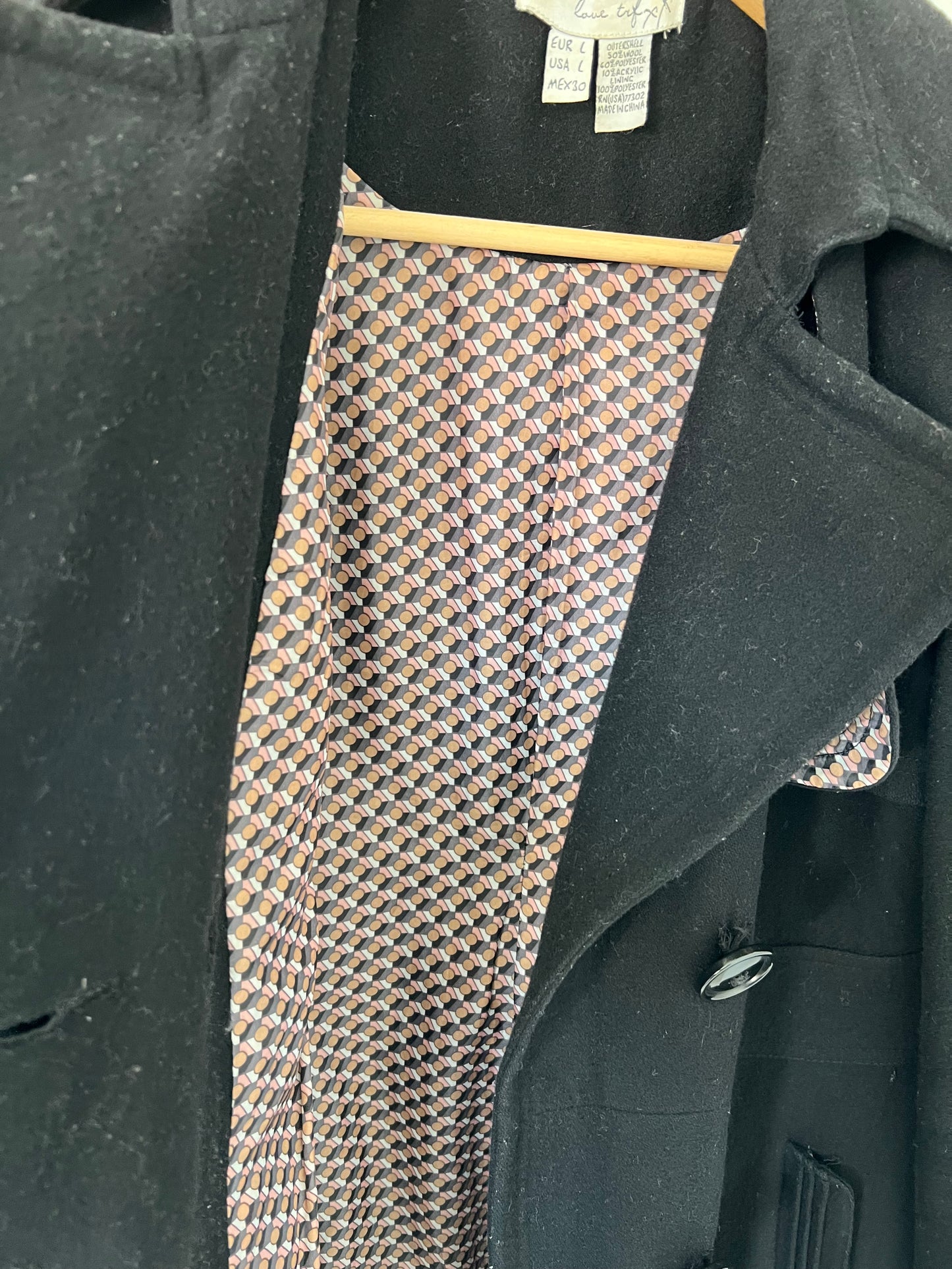 Black Vintage Zara Wool Trench Coat