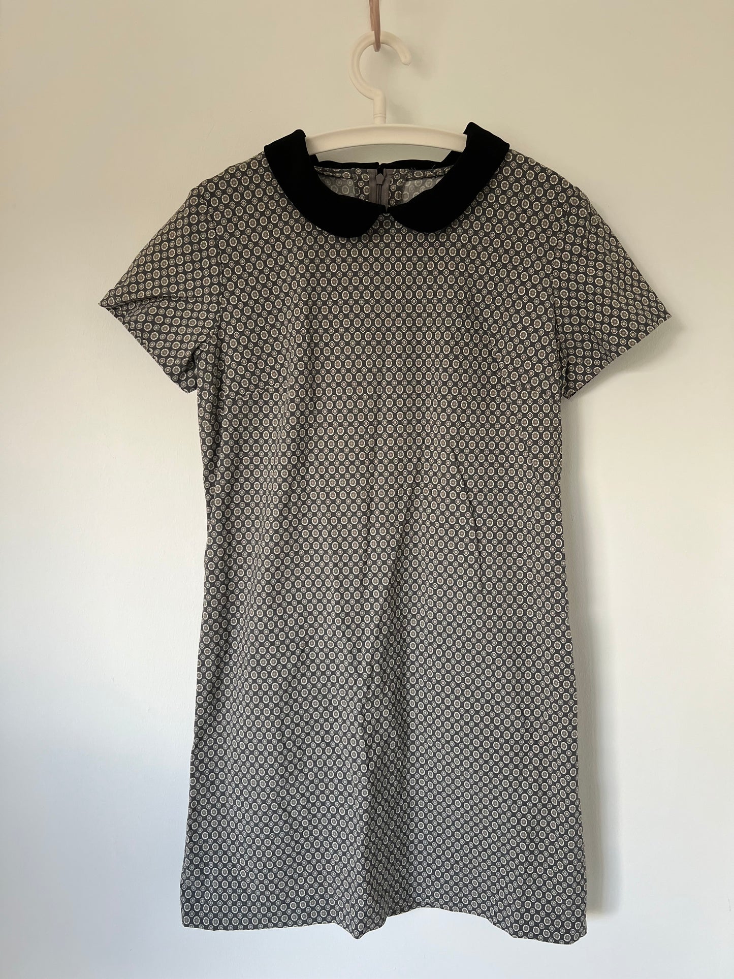 Gray shift dress with peter pan collar