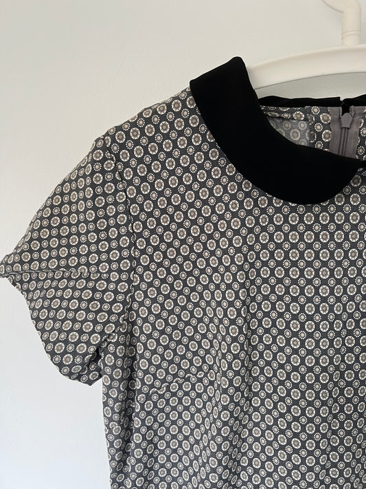 Gray shift dress with peter pan collar