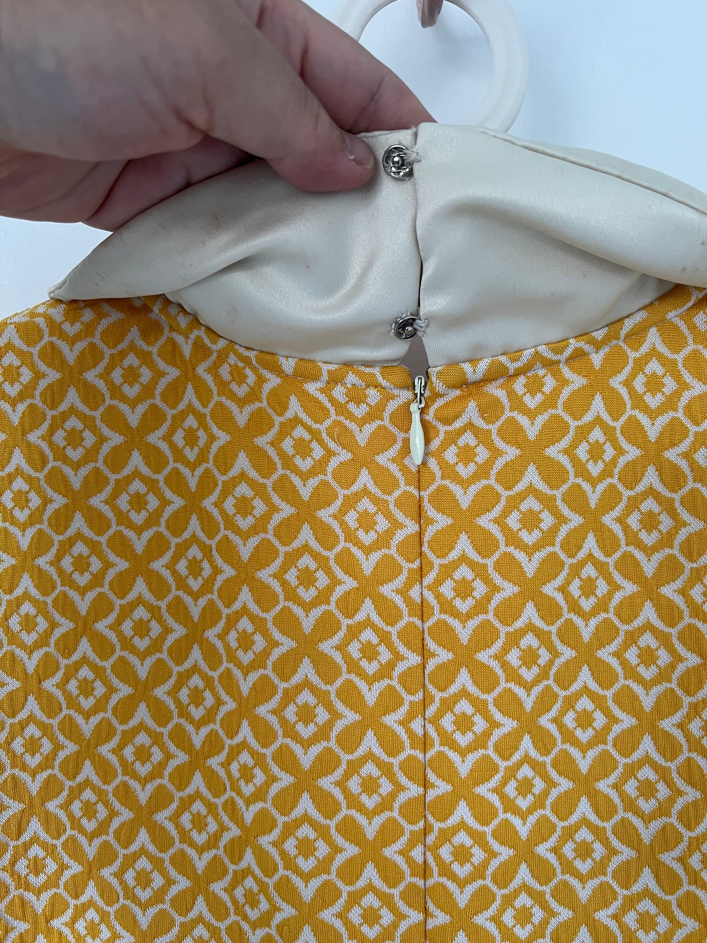 Yellow shift dress with peter pan collar