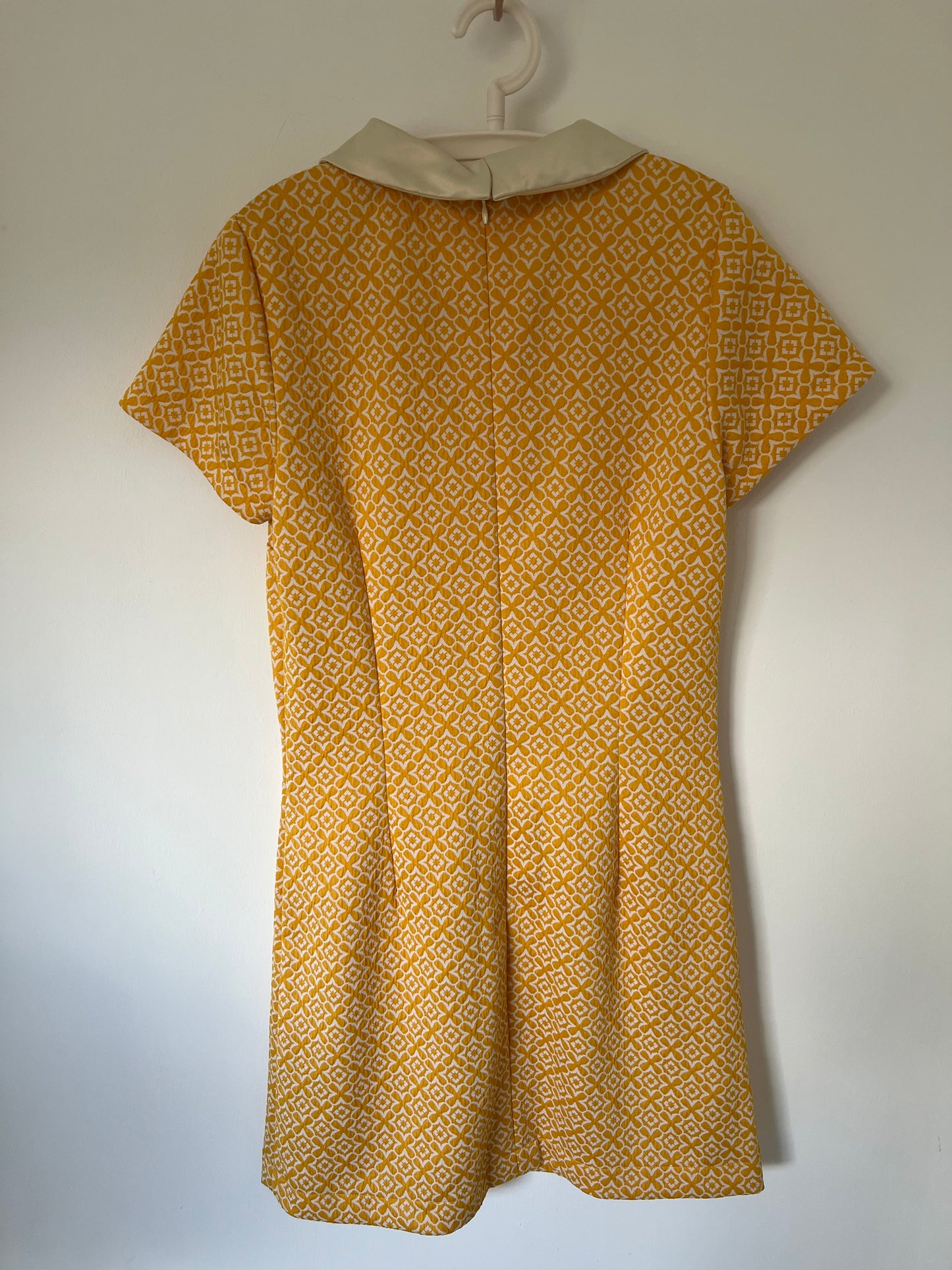 Yellow shift dress with peter pan collar